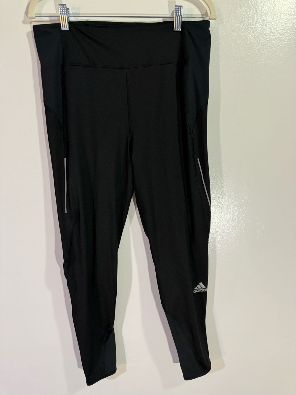 adidas Black Women's High-Rise Athletic Leggings with Reflective Trim